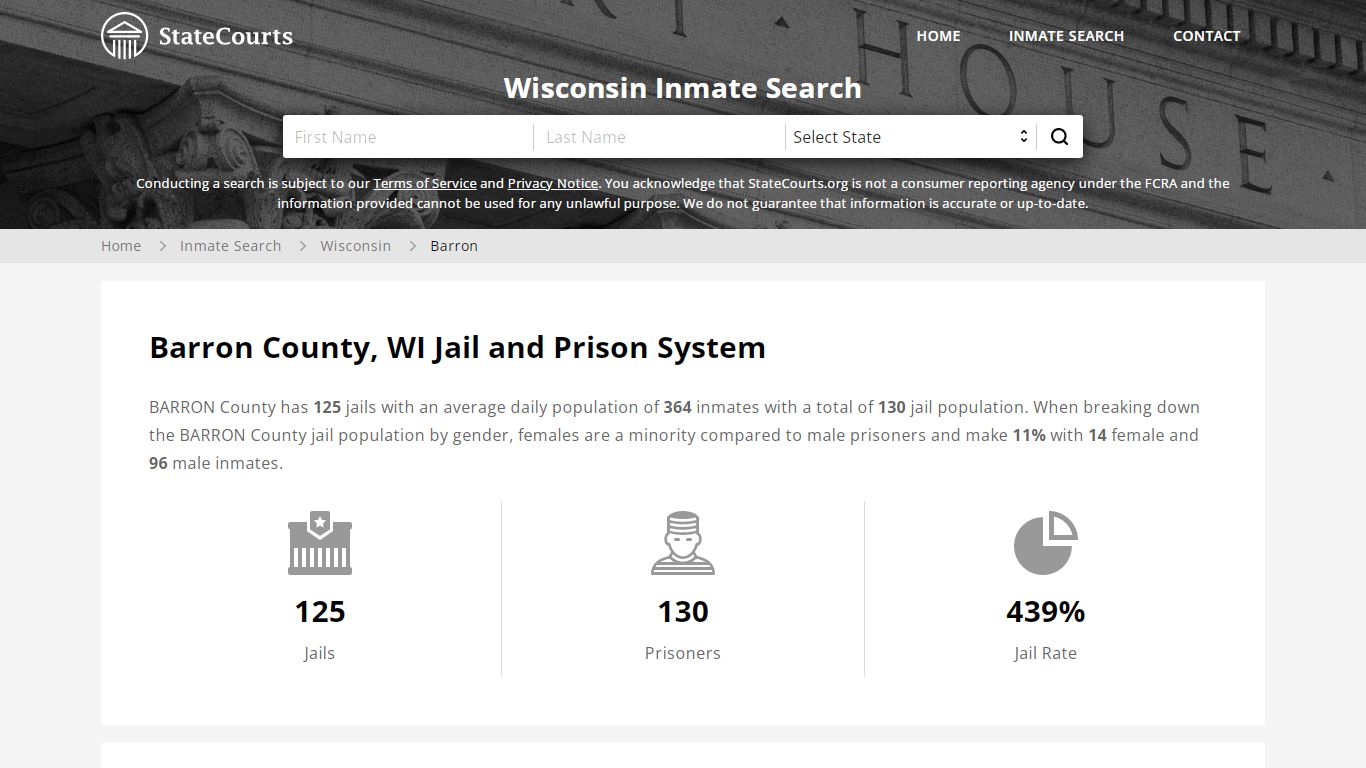 Barron County, WI Inmate Search - StateCourts